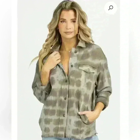 Anthropologie Olivaceous Dyed Shacket Sized Small - Picture 2 of 11